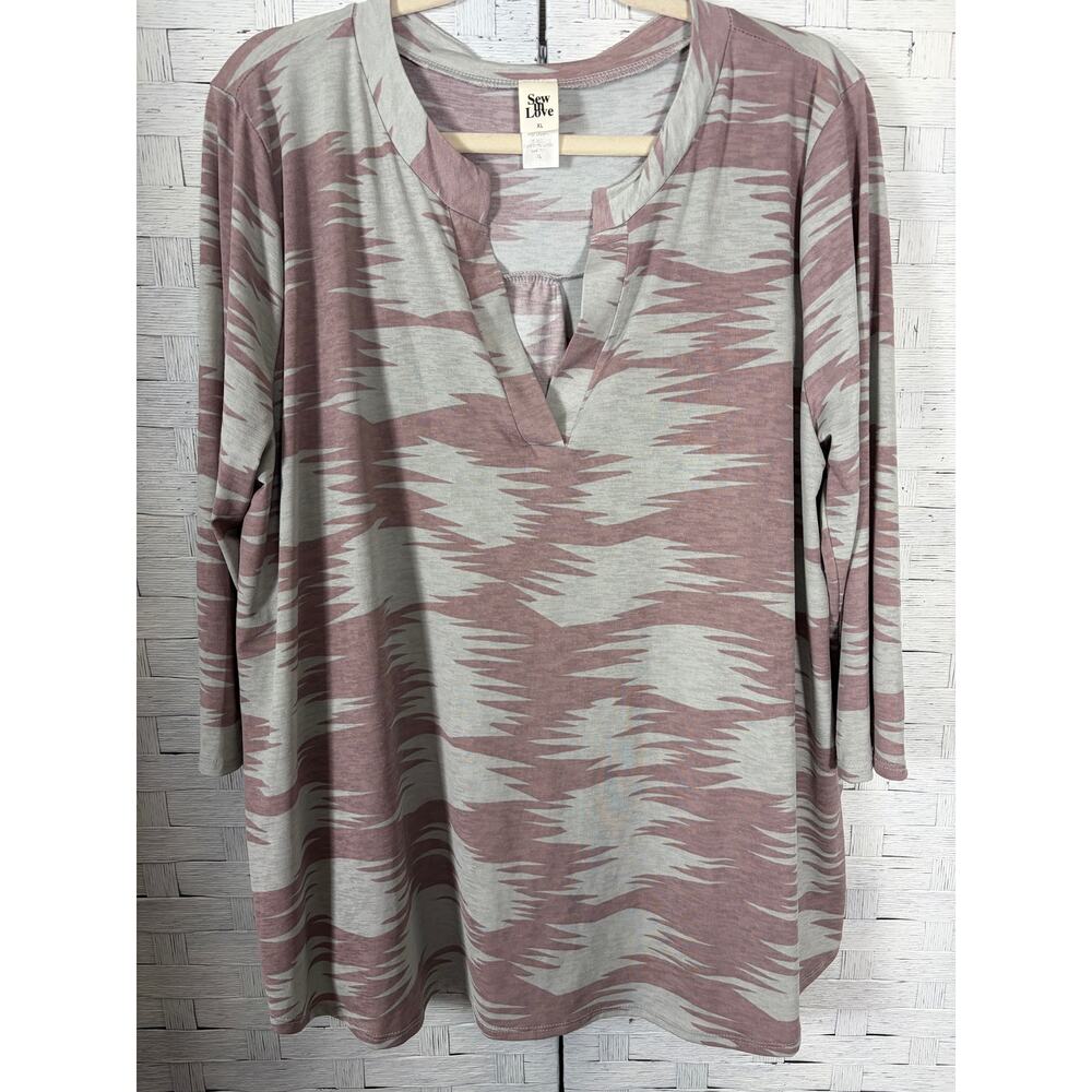 Sew in love womens top split neck bohemian feminine travel Aztec western